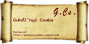 Gubányi Csaba névjegykártya