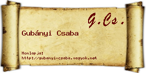 Gubányi Csaba névjegykártya
